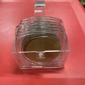 Vintage Lucite Acrylic 6 Coaster Set Cork Inserts & Holder Mid Century Modern